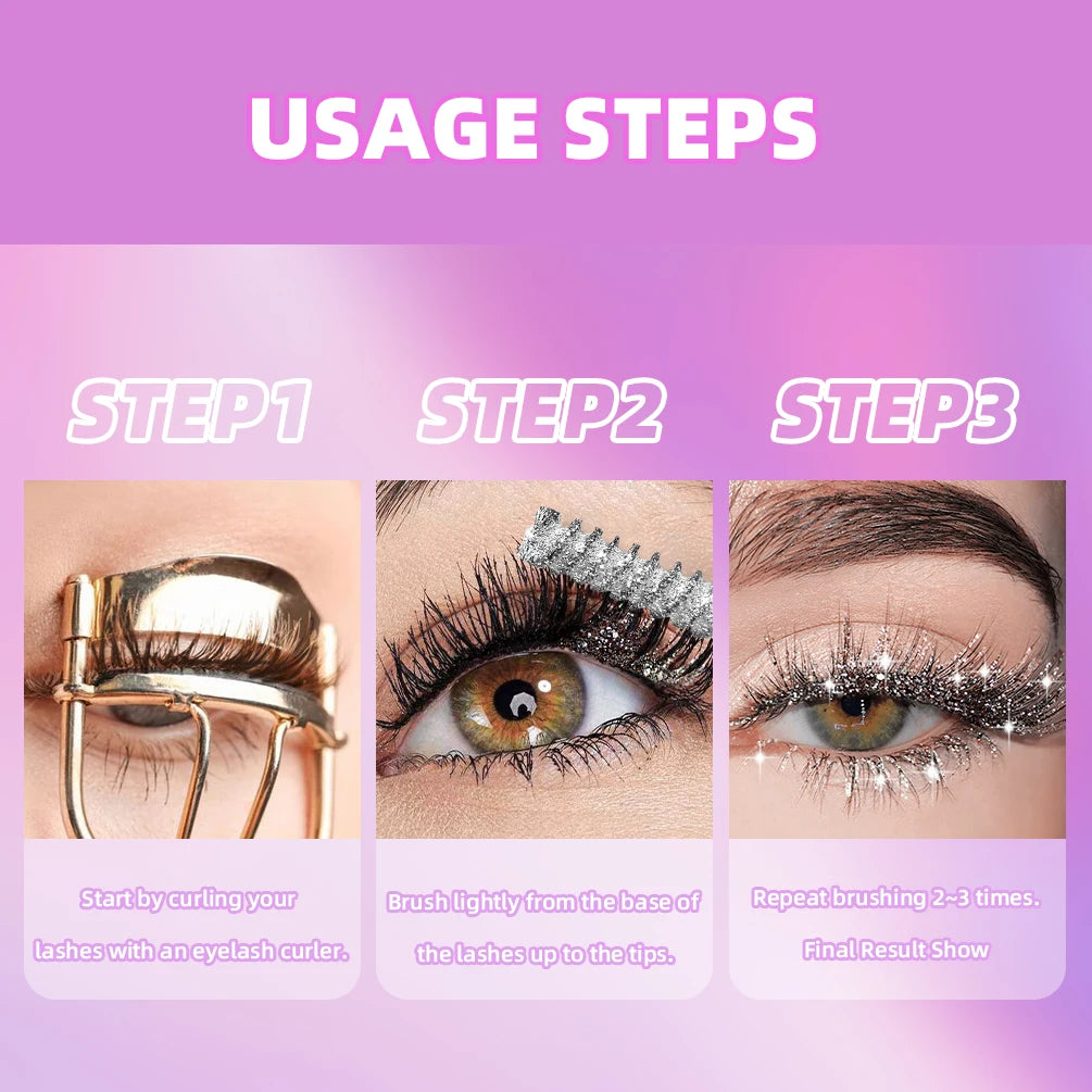 Máscara de Pestañas Diamond Galaxy (1 pc)  Secado rápido, resistente al sudor y acabado con destellos shimmer.