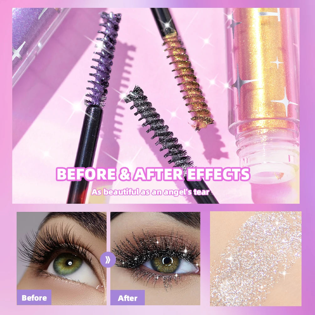 Máscara de Pestañas Diamond Galaxy (1 pc)  Secado rápido, resistente al sudor y acabado con destellos shimmer.
